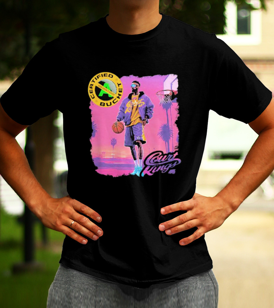 Certified Bucket Court Kings Style Basketball Sunset Scene T-Shirt