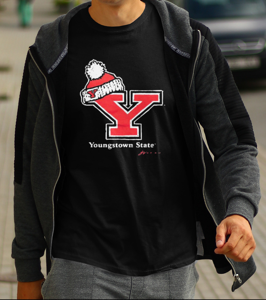 Youngstown State Y Logo With Knit Hat T-Shirt