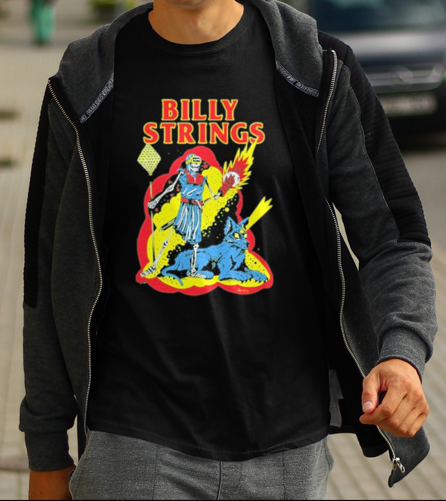 Billy Strings Skeleton Warrior With Blue Cyclops Cat T-Shirt