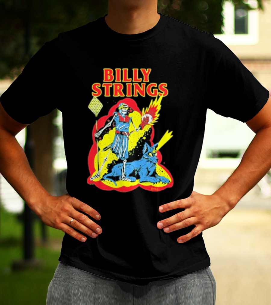 Billy Strings Skeleton Warrior With Blue Cyclops Cat T-Shirt