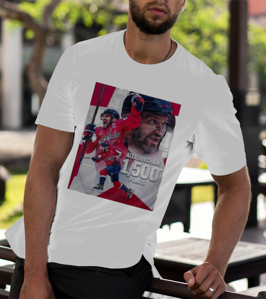 Alex Ovechkin 1500 Points Celebration Washington Capitals Red And White Hockey T-Shirt