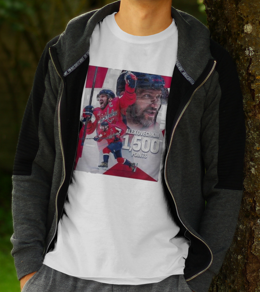 Alex Ovechkin 1500 Points Celebration Washington Capitals Red And White Hockey T-Shirt