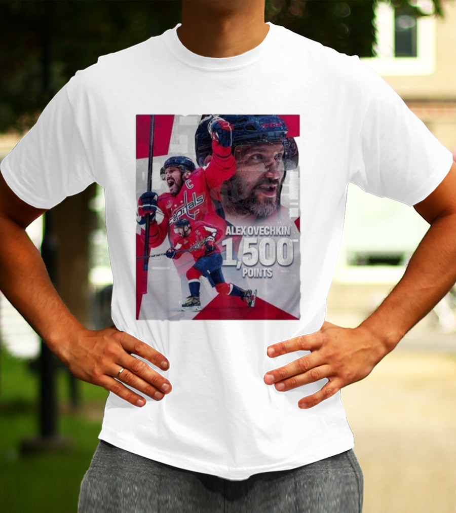 Alex Ovechkin 1500 Points Celebration Washington Capitals Red And White Hockey T-Shirt