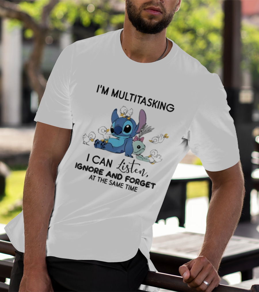 I'm Multitasking Cute Stitch Playing With Ducks I Can Listen Ignore And Forget At The Same Time T-Shirt