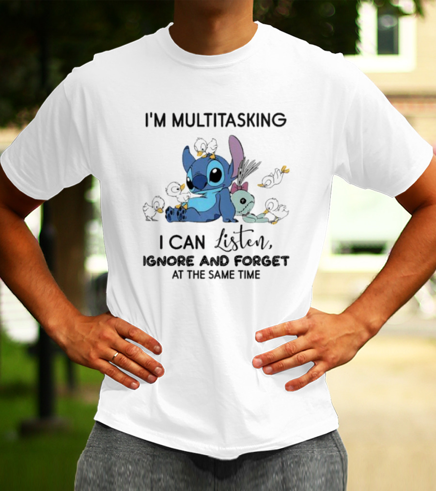 I'm Multitasking Cute Stitch Playing With Ducks I Can Listen Ignore And Forget At The Same Time T-Shirt