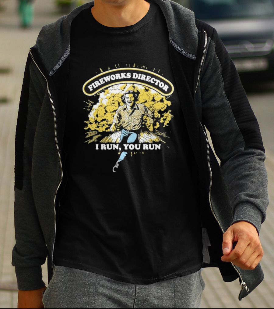 Fireworks Director I Run You Run Retro Explosion Scene T-Shirt