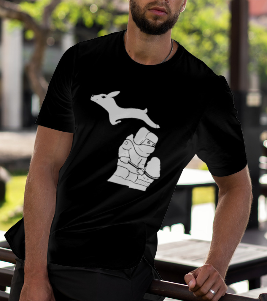 Michigan Snow Shoveling And Skiing Hare T-Shirt