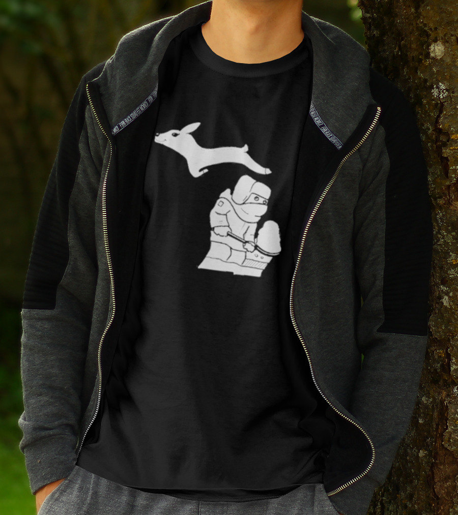 Michigan Snow Shoveling And Skiing Hare T-Shirt