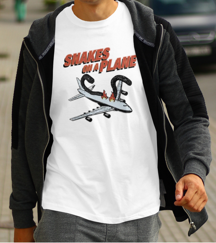 Snakes On A Plane Fire Flames Jet Airliner T-Shirt