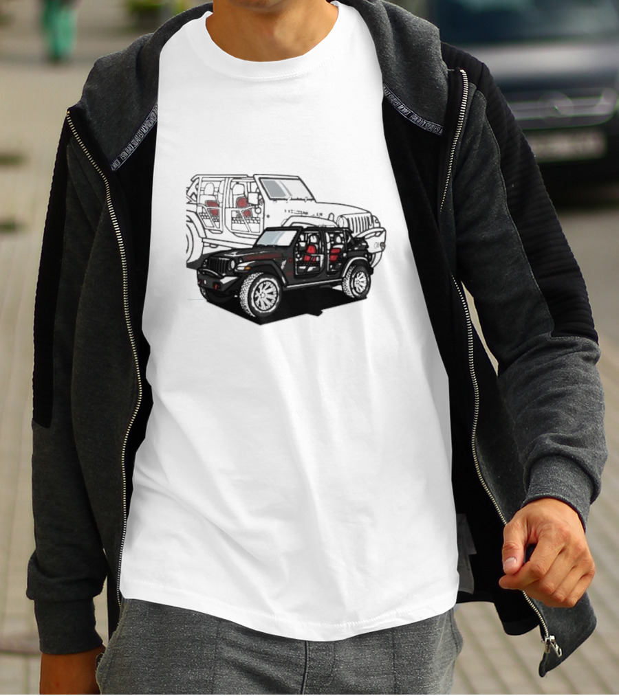 Tunic Jeep Car Illustration With Adventure Elements T-Shirt