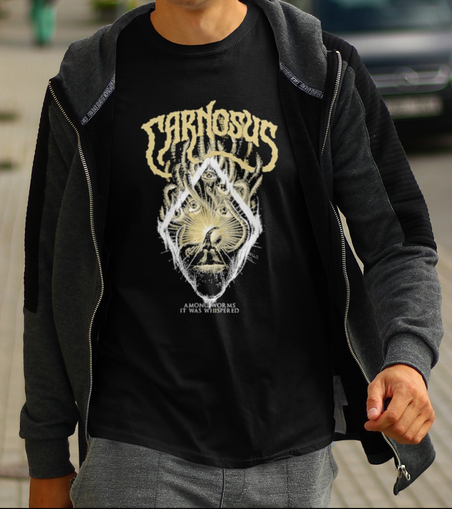 Carnosus Among Worms It Was Whispered Three-Eyed Mystical Face Enclosed In Sunburst Lines T-Shirt