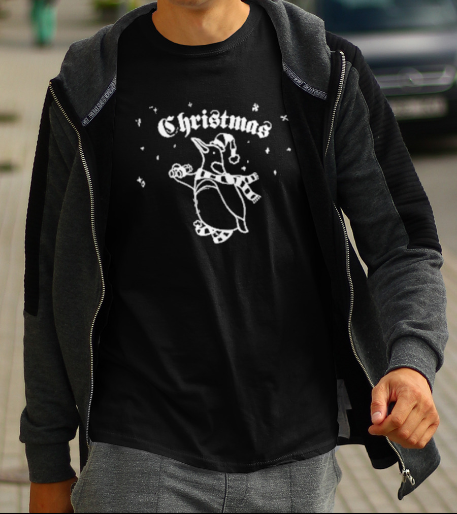 Christmas Bird Count Festive Penguin Scarf And Snowflakes T-Shirt