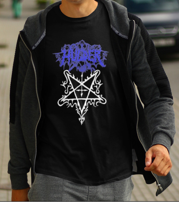 Hulder Pentagram Symbol With Decorative White Inverted Star And Blue T-Shirt