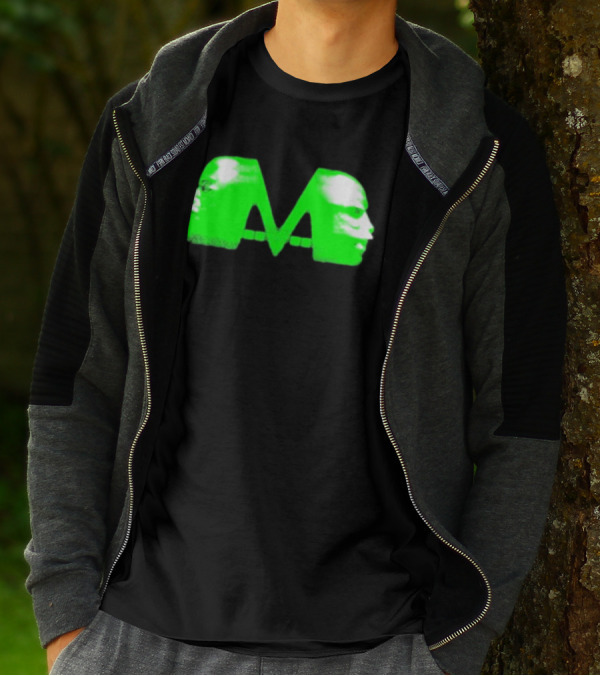 Mansionz M Faces Neon Green Portrait T-Shirt