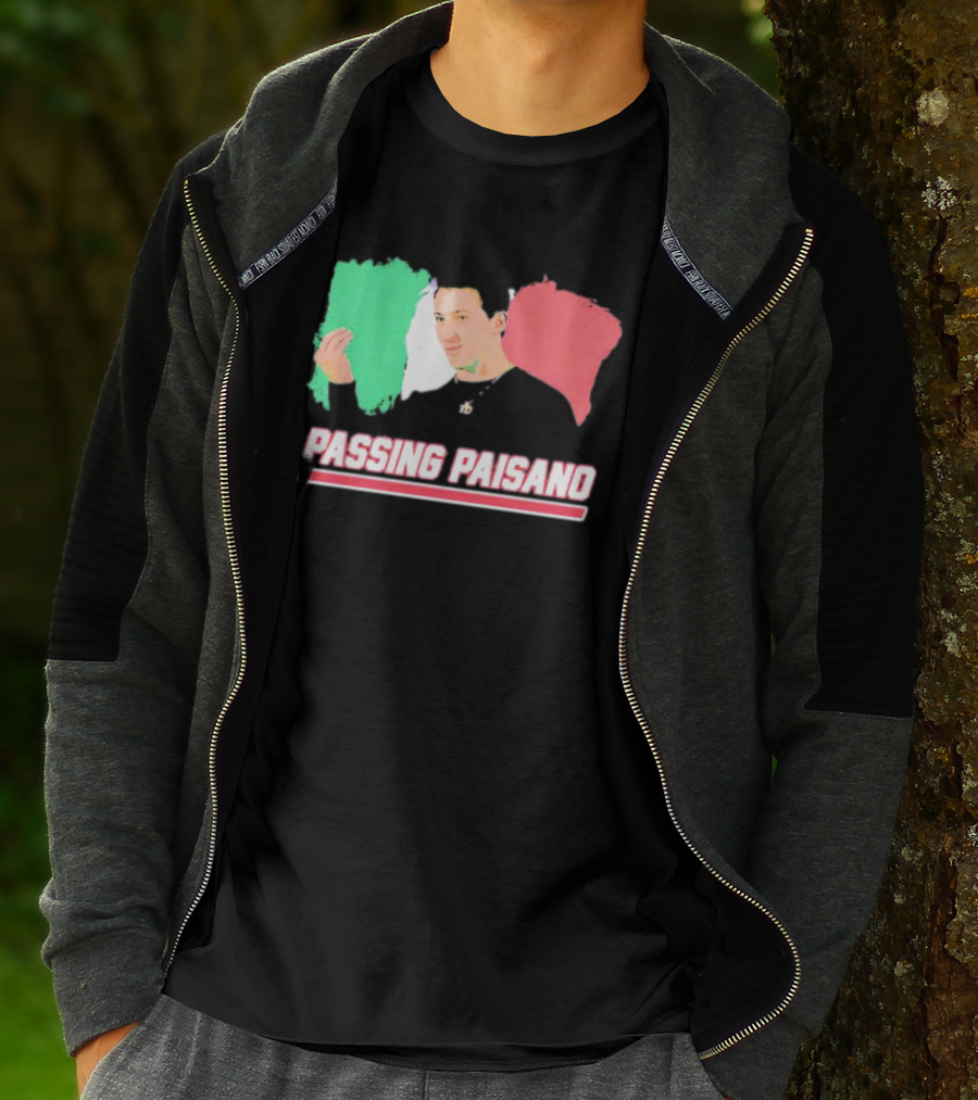 Passing Paisano Italian Gesture Flag Background T-Shirt