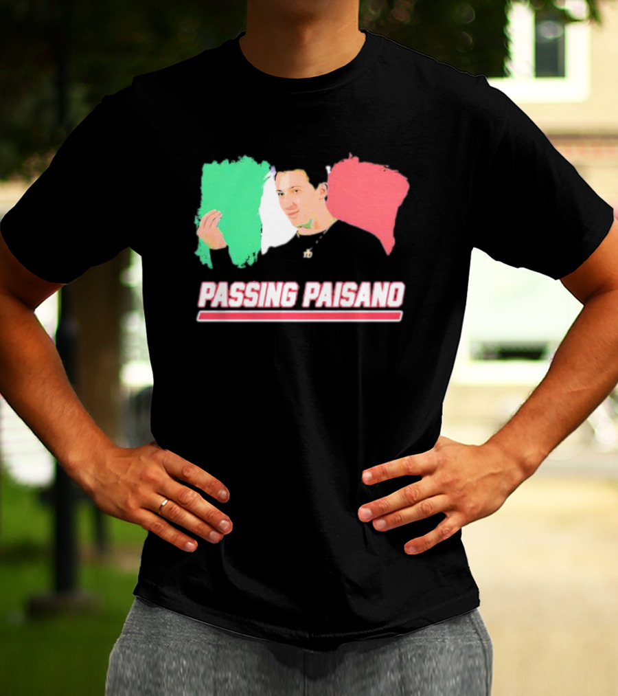 Passing Paisano Italian Gesture Flag Background T-Shirt