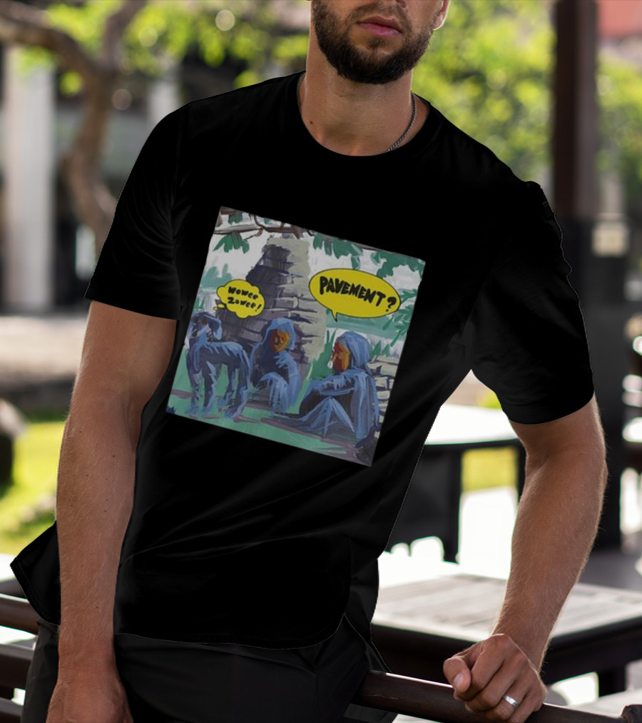 Pavement Wowee Zowee Speech Bubbles And Hooded Figures In Outdoor Scene T-Shirt