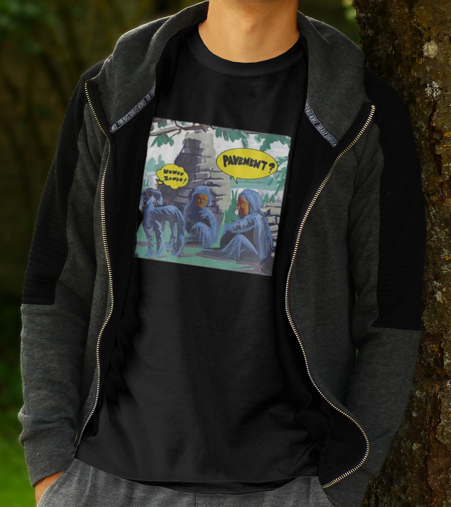 Pavement Wowee Zowee Speech Bubbles And Hooded Figures In Outdoor Scene T-Shirt