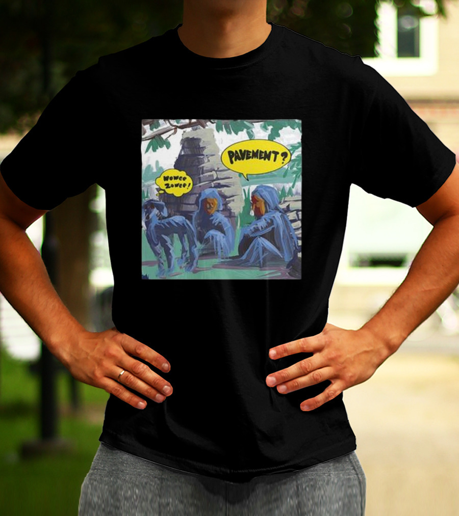 Pavement Wowee Zowee Speech Bubbles And Hooded Figures In Outdoor Scene T-Shirt