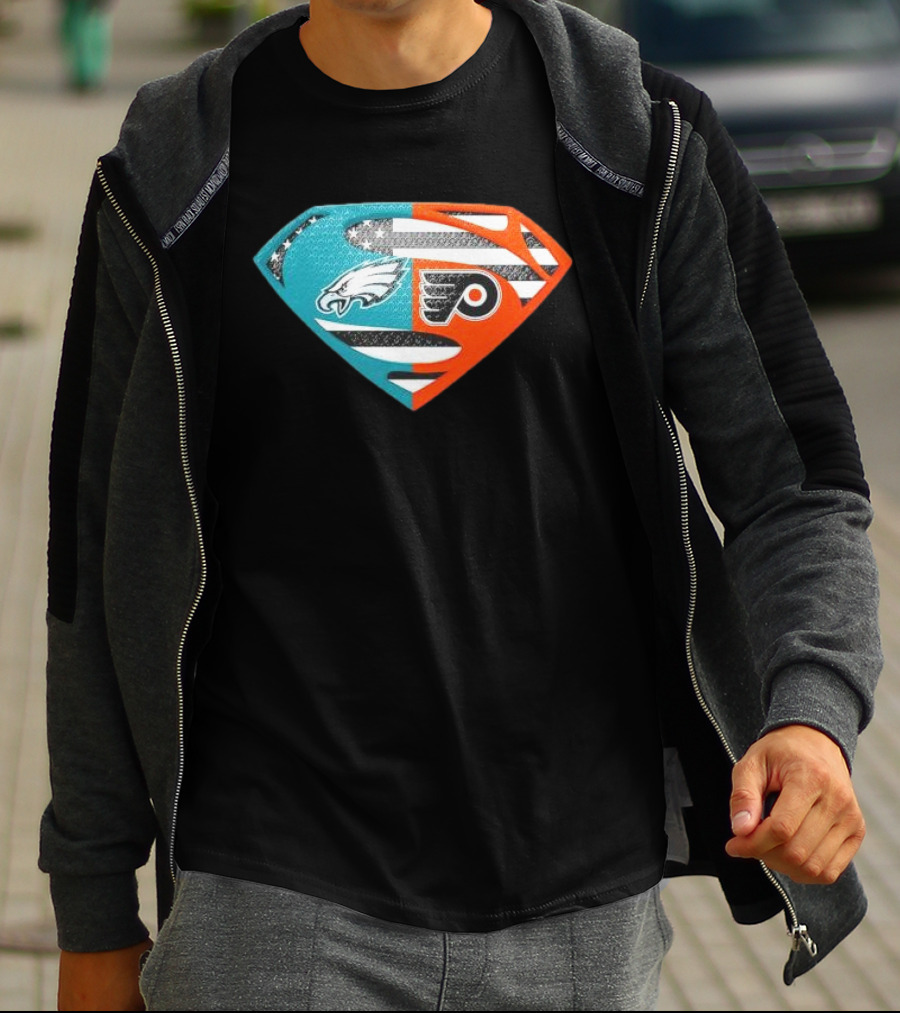 Philadelphia Eagles Philadelphia Flyers Superman Logo Mashup T-Shirt