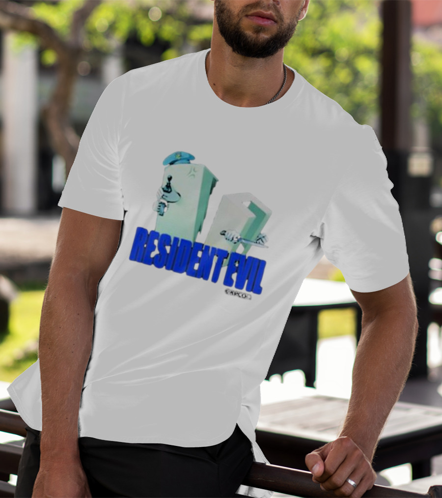 Resident Evil Capcom Tofu Parody Featuring Knife And Hat T-Shirt