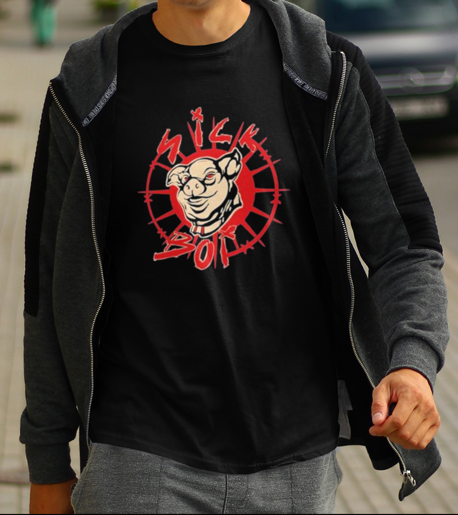 Sick Boy Pig Starburst Emblem T-Shirt