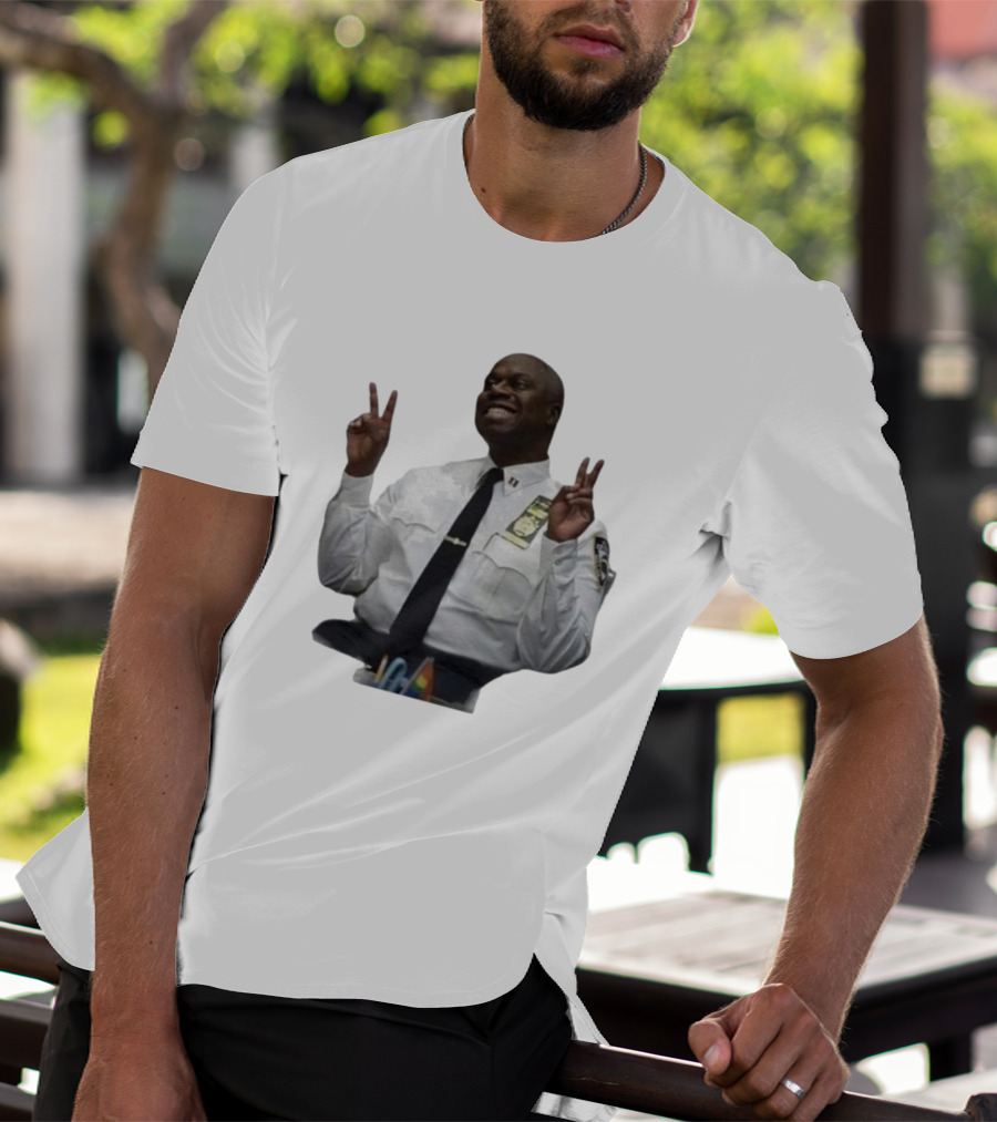 Smiling Captain Raymond Holt Andre Braugher Peace Signs Brooklyn Nine Nine T-Shirt