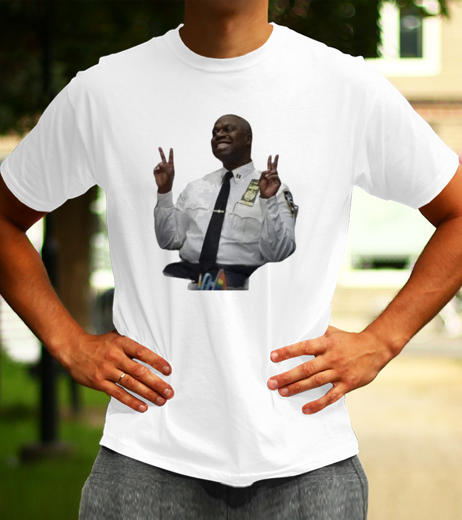Smiling Captain Raymond Holt Andre Braugher Peace Signs Brooklyn Nine Nine T-Shirt