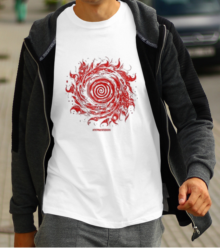 Vortex Flocked Invincible Fire Spiral T-Shirt