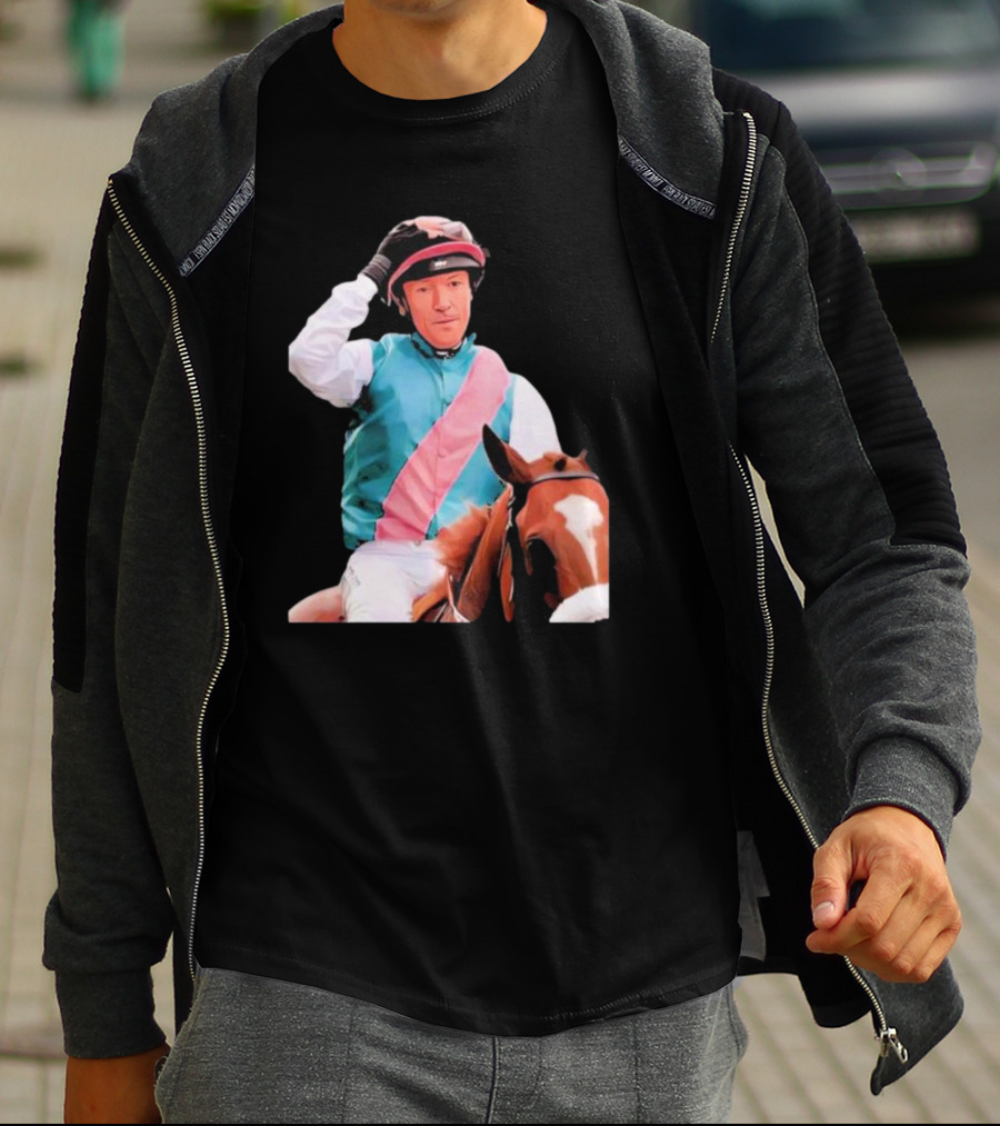 Frankie Dettori Cartoon Jockey Horse Racing Themed Image T-Shirt