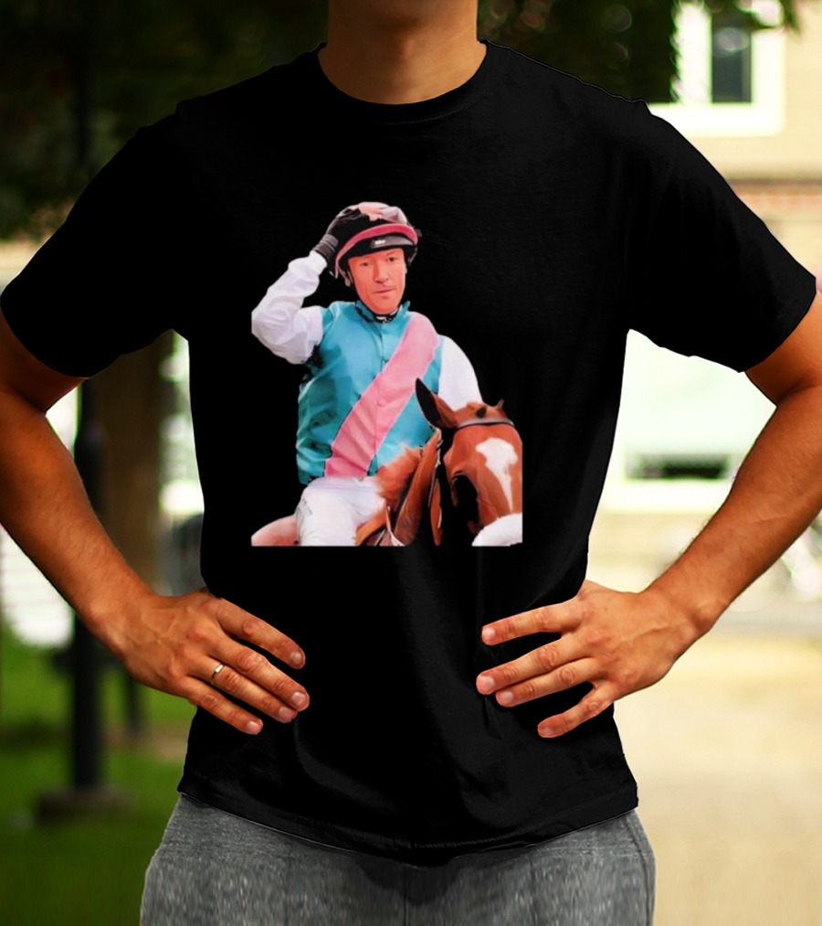 Frankie Dettori Cartoon Jockey Horse Racing Themed Image T-Shirt