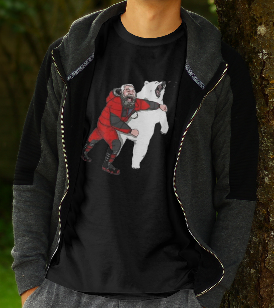 Blessed Bear Fighter Polar Punching Scene T-Shirt