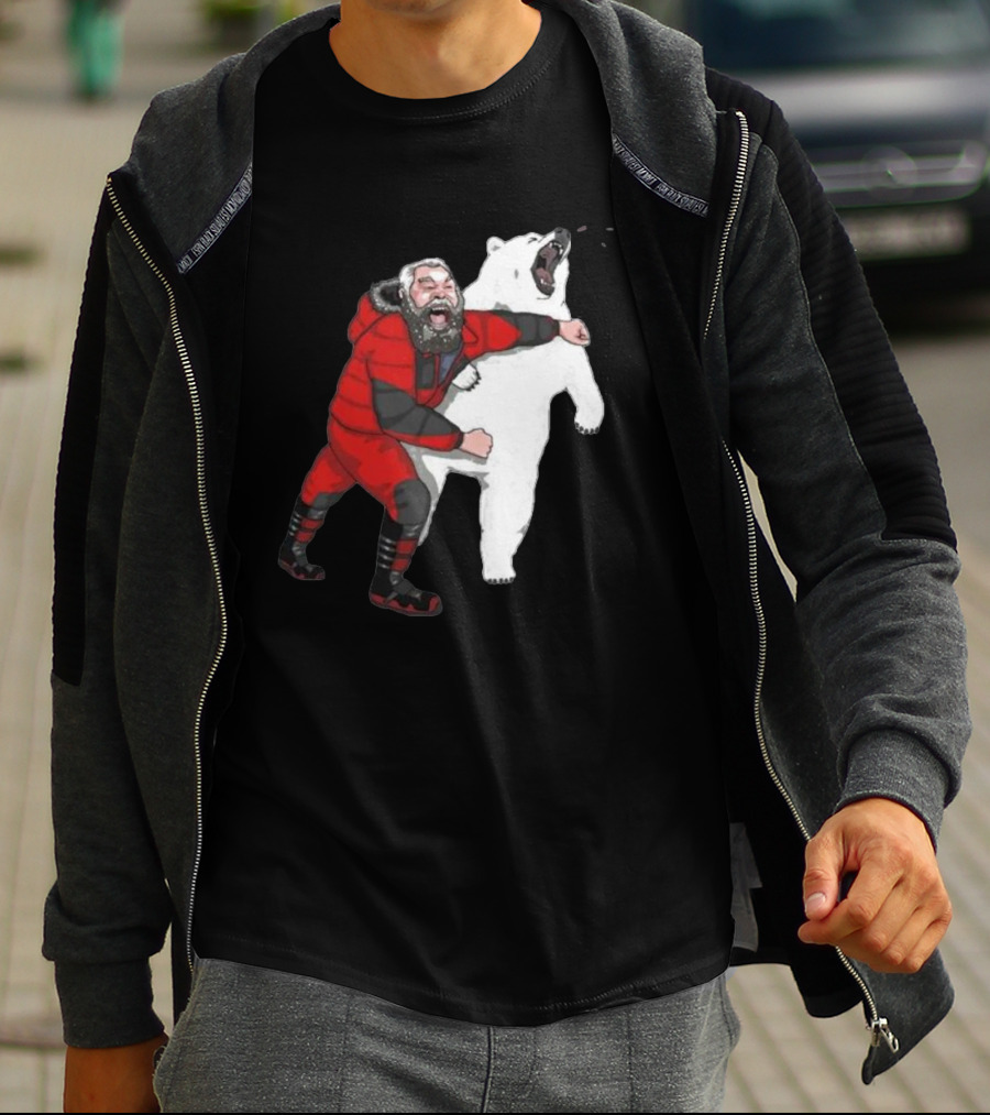 Blessed Bear Fighter Polar Punching Scene T-Shirt