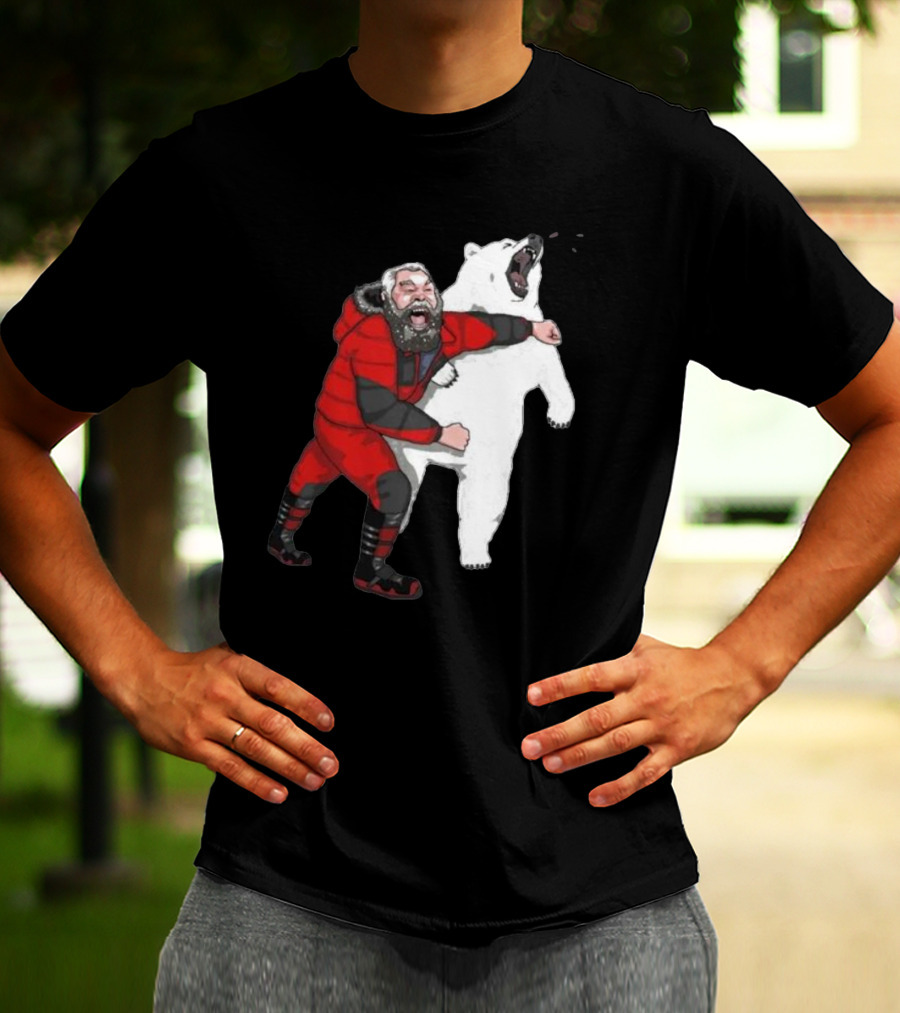 Blessed Bear Fighter Polar Punching Scene T-Shirt