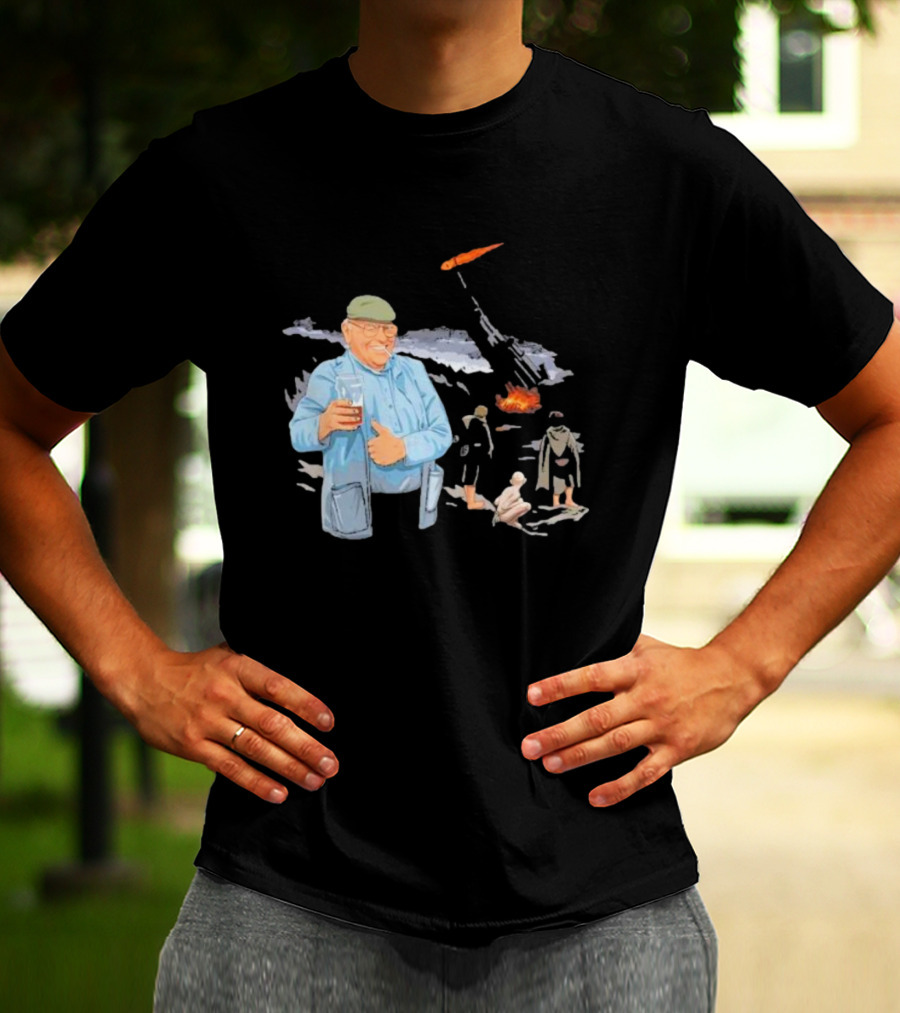 Dibnah Versus Sauron Gandalf, Hobbits, And Industrial Chimney In Middle-earth Scene T-Shirt