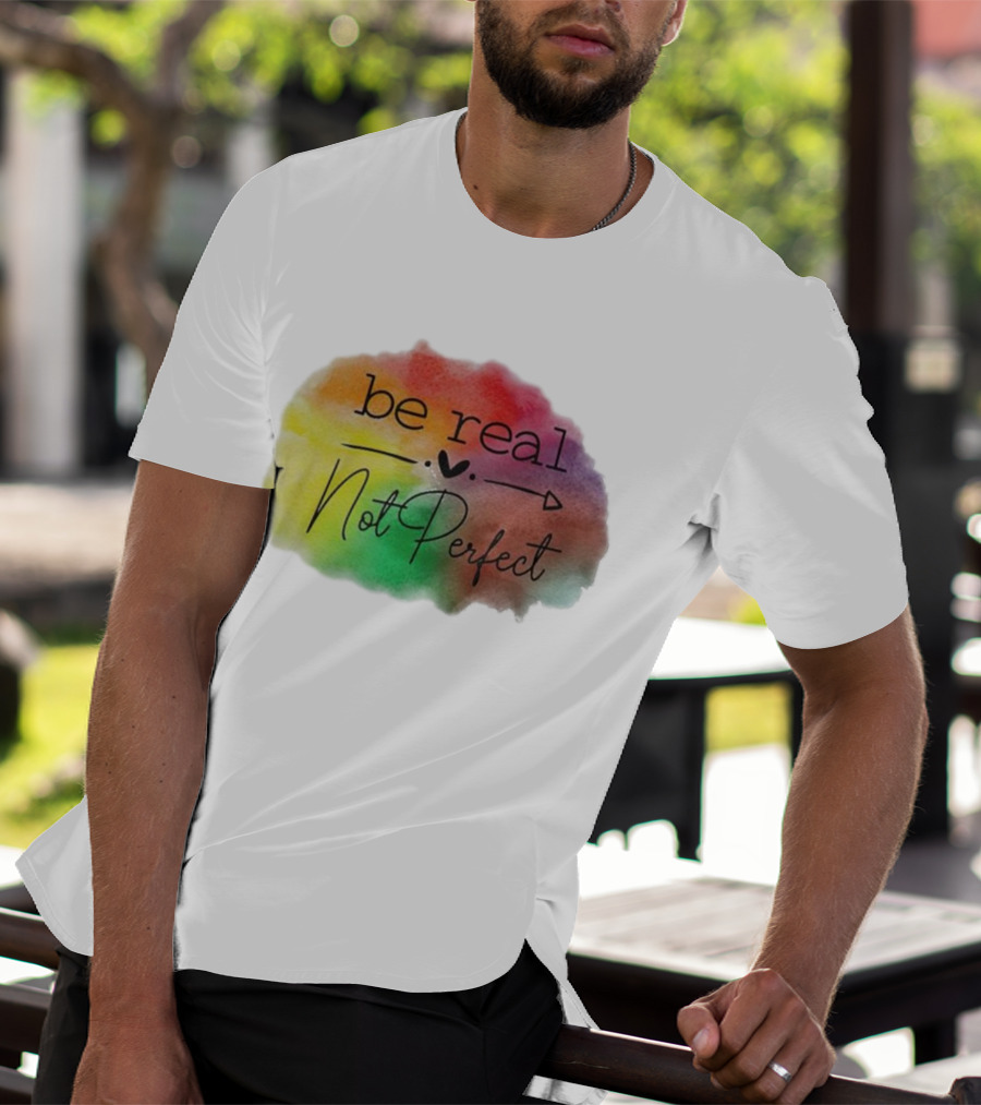 Be Real Not Perfect Casual Print Colorful Heart Arrow T-Shirt