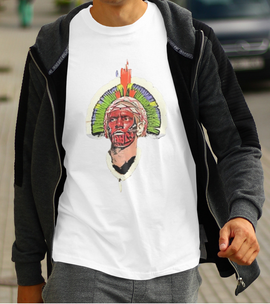 Quality Big Face Poatan Indigenous Headdress War Paint T-Shirt