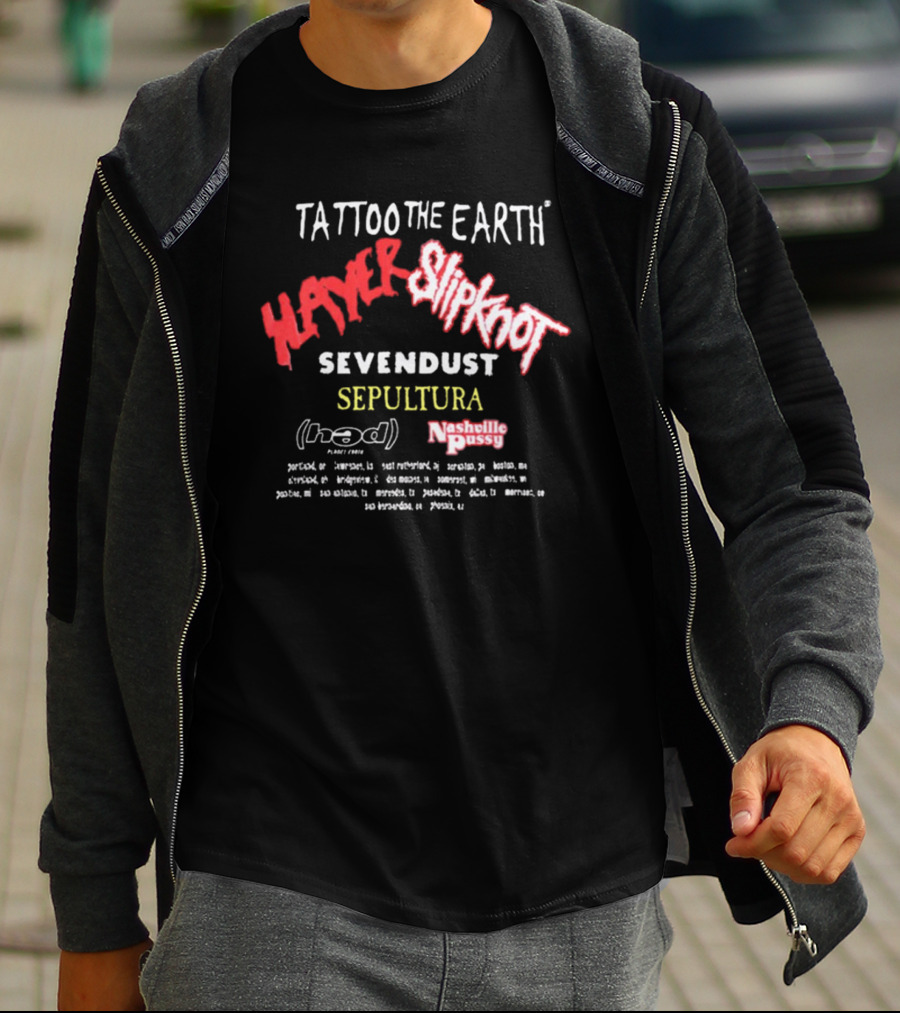 Tattoo The Earth 2000 Slayer Slipknot Sevendust Sepultura Tour T-Shirt