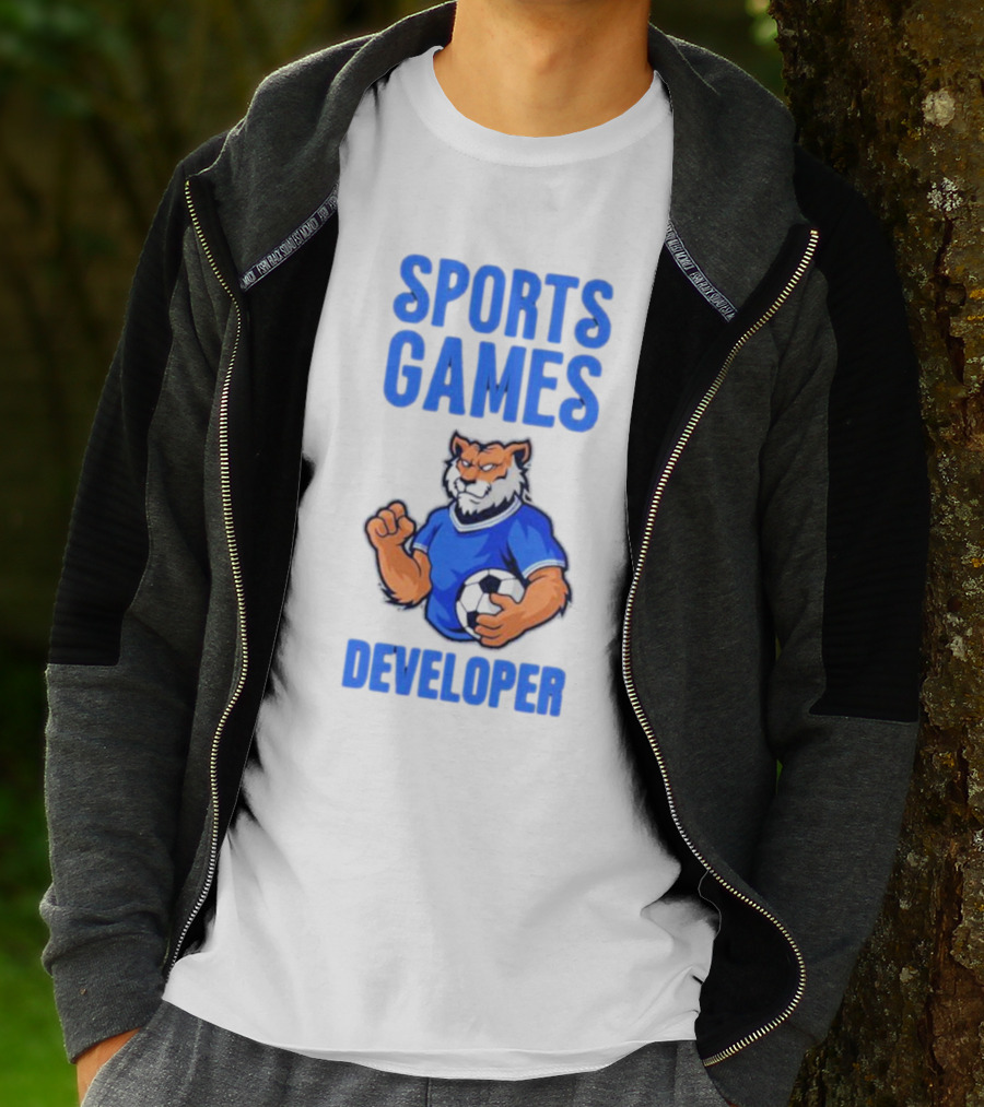 Sports Games Developer Tiger Holding Soccer Ball T-Shirt