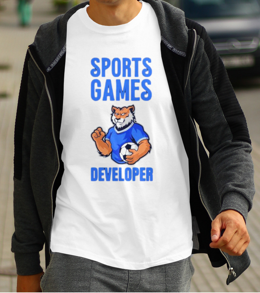 Sports Games Developer Tiger Holding Soccer Ball T-Shirt