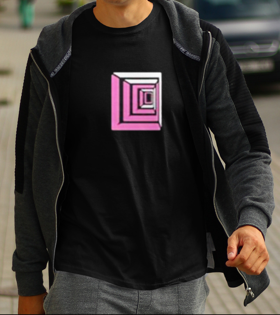 Shoplucid Pink Geometric Square Optical Illusion T-Shirt
