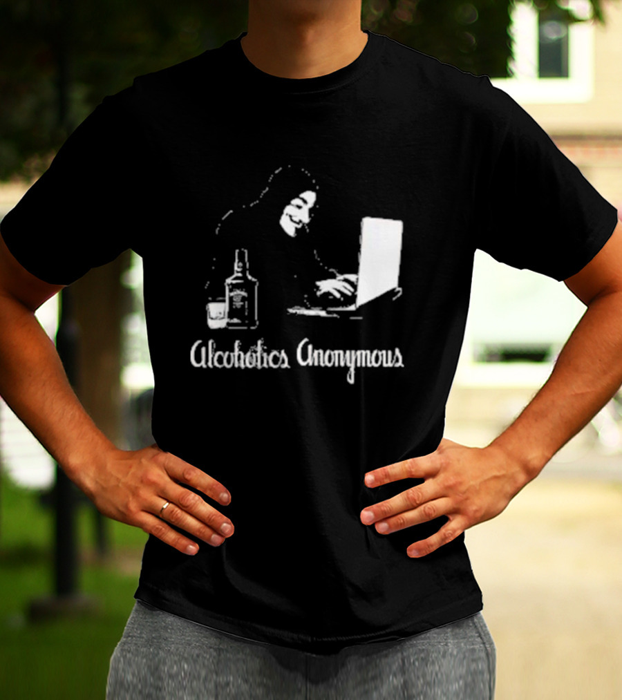Alcoholics Anonymous Guy Fawkes Mask Hacker With Laptop T-Shirt