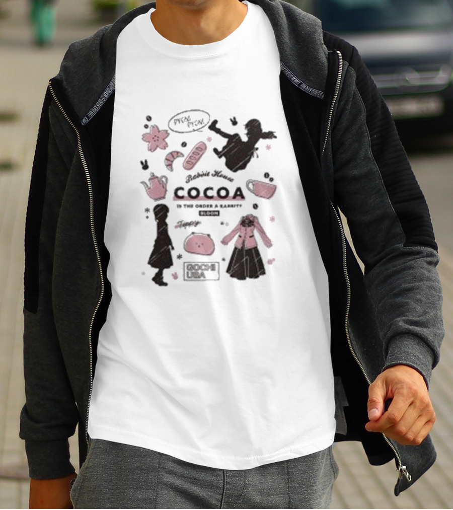 Is The Order A Rabbit Bloom Cocoa Rabbit House Sketch Blossom Tea T-Shirt