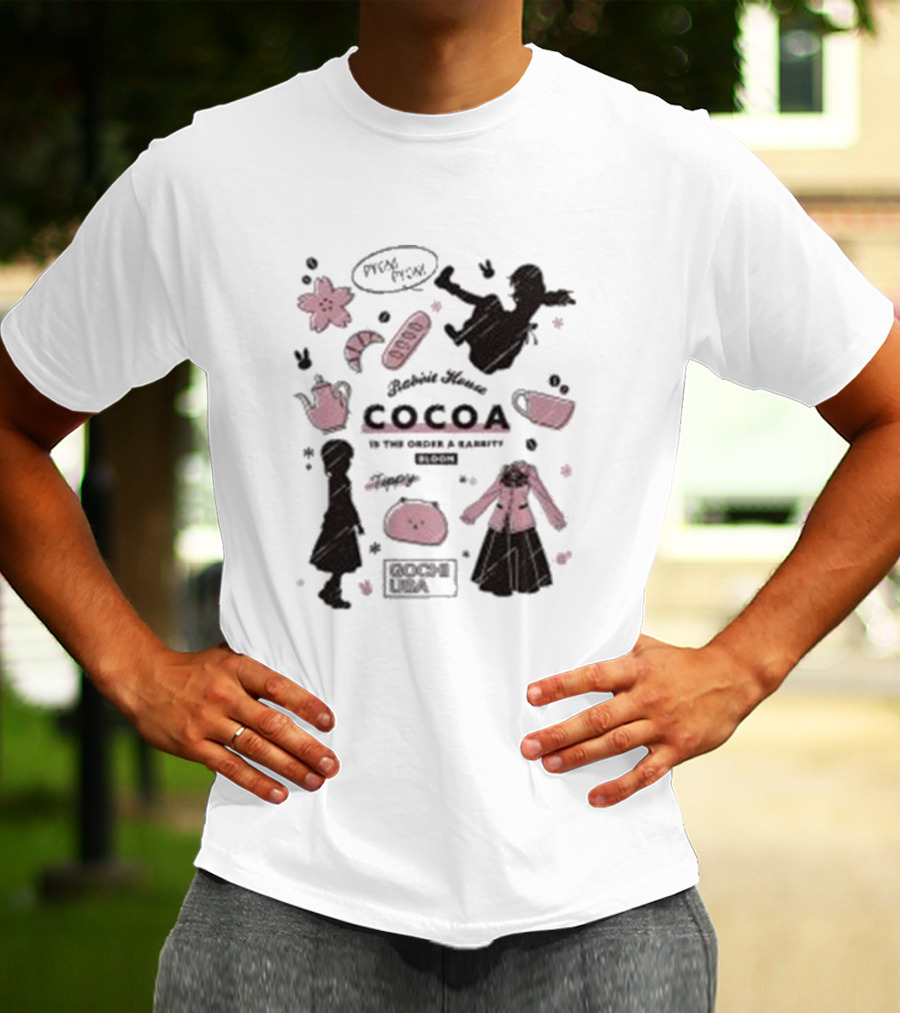 Is The Order A Rabbit Bloom Cocoa Rabbit House Sketch Blossom Tea T-Shirt