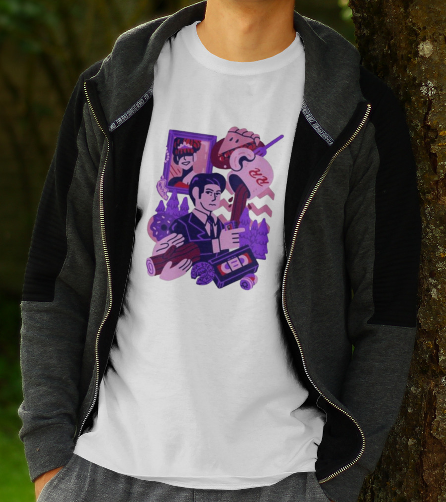 Theyetee Meanwhile Twin Peaks Agent Cooper Coffee Donuts Log VCR T-Shirt