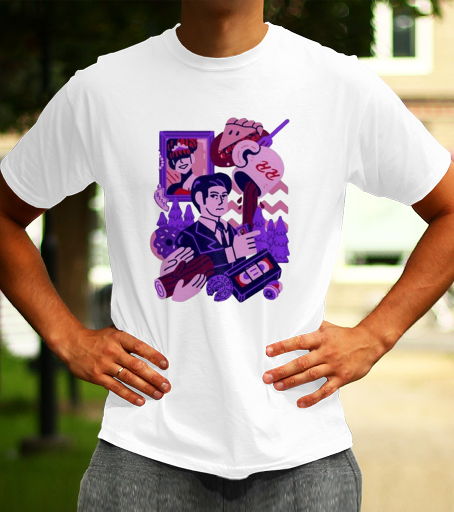 Theyetee Meanwhile Twin Peaks Agent Cooper Coffee Donuts Log VCR T-Shirt