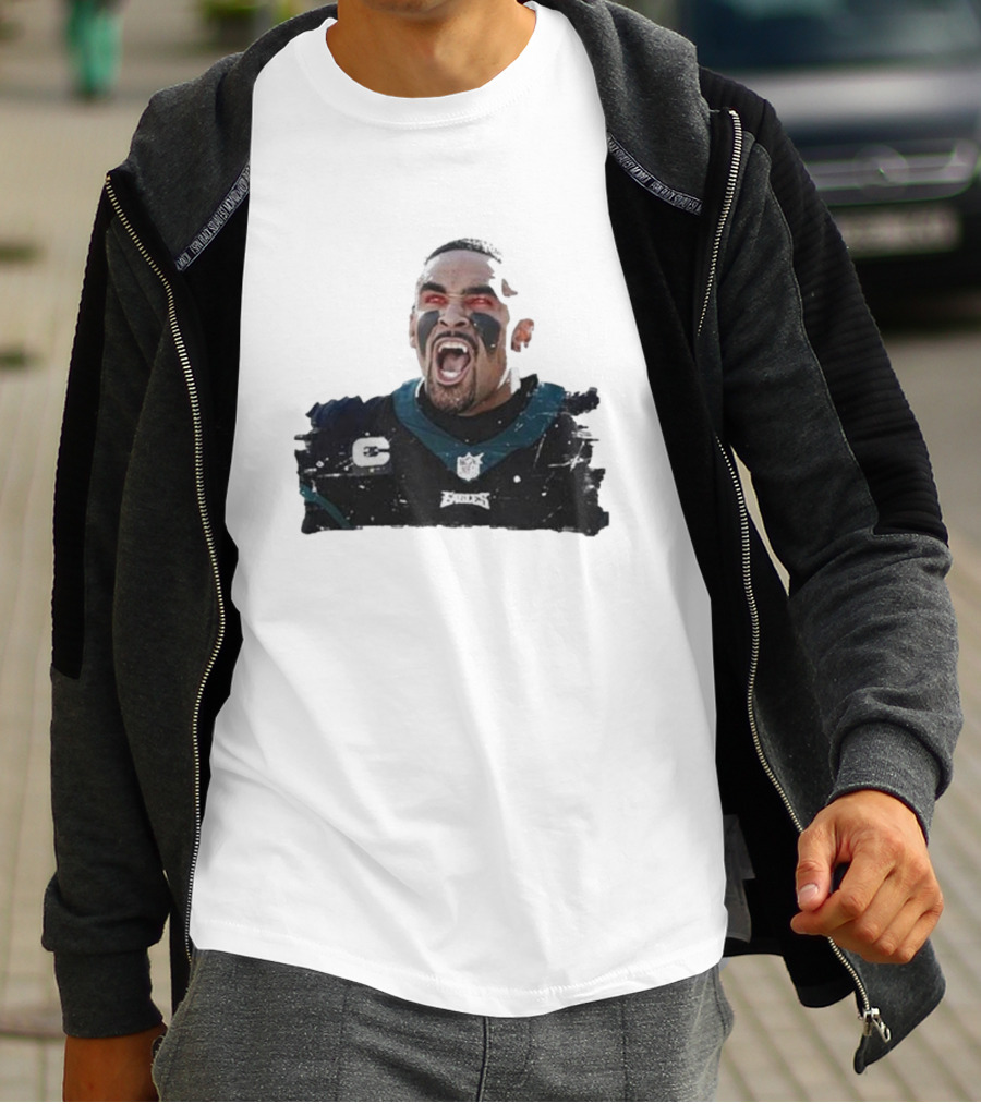 Quality Jalen Hurts Unleashed Fangs Out Eagles Football Action T-Shirt