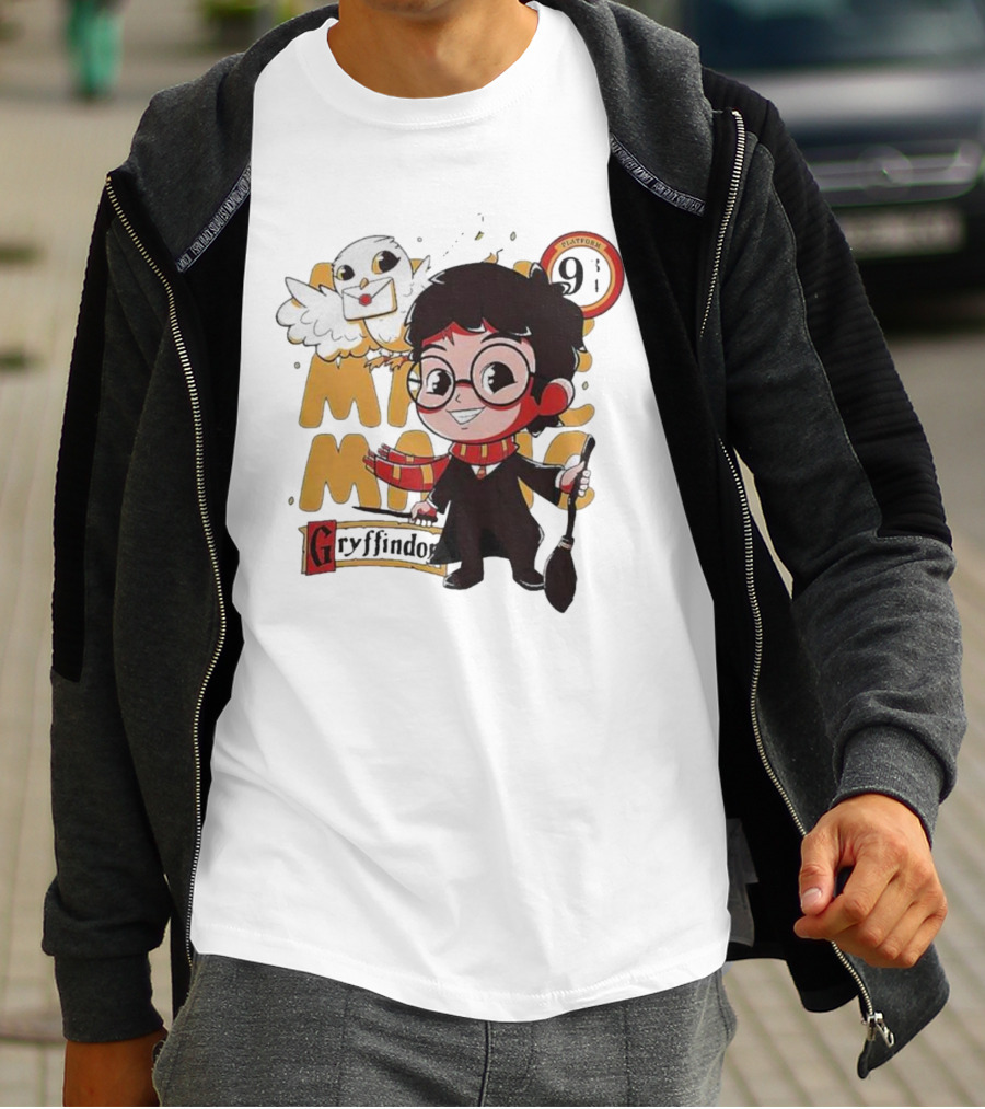 Magic Boy Gryffindor Platform 9¾ Owl And Broom T-Shirt