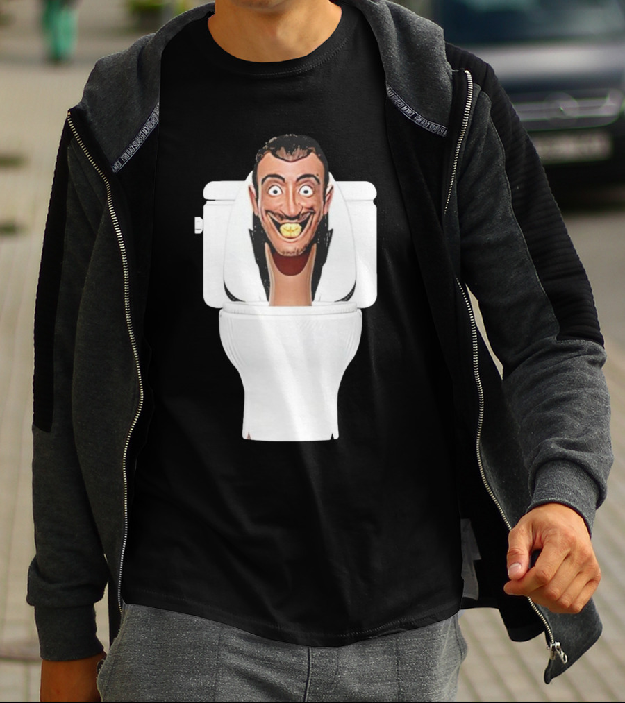 Skibidi Toilet Funny Face Character Head In Commode T-Shirt