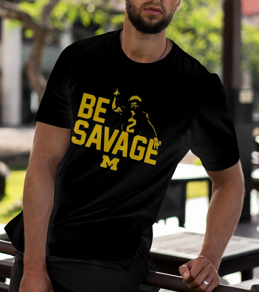 Be Savage Michigan Football Number 2 M T-Shirt